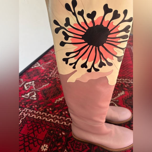 Valentino Garavani Flower Graphic Leather Riding Boots 39 - Picture 8 of 11